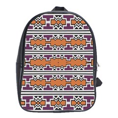 Purple And Brown Shapes                                  School Bag (large) by LalyLauraFLM