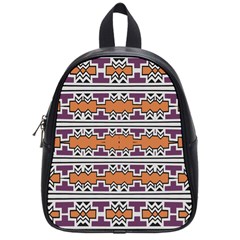 Purple And Brown Shapes                                  School Bag (small) by LalyLauraFLM