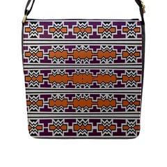 Purple And Brown Shapes                                  Flap Closure Messenger Bag (l) by LalyLauraFLM