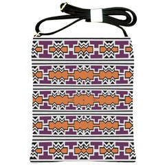 Purple And Brown Shapes                                  Shoulder Sling Bag by LalyLauraFLM