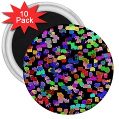 Colorful paint strokes on a black background                                3  Magnet (10 pack)