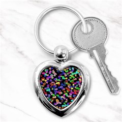 Colorful paint strokes on a black background                                Key Chain (Heart)