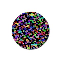 Colorful paint strokes on a black background                                Rubber Coaster (Round)