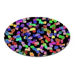 Colorful paint strokes on a black background                                Magnet (Oval)