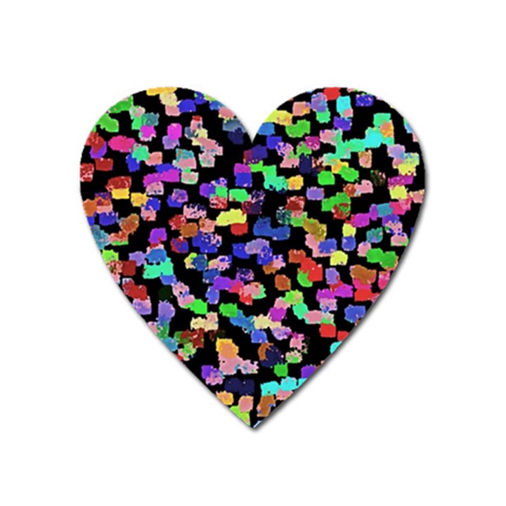 Colorful paint strokes on a black background                                Magnet (Heart)