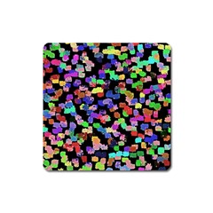 Colorful paint strokes on a black background                                Magnet (Square)