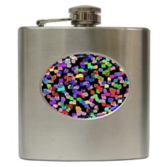 Colorful paint strokes on a black background                                Hip Flask (6 oz)