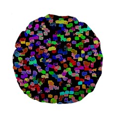 Colorful paint strokes on a black background                          Standard 15  Premium Flano Round Cushion