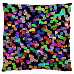 Colorful paint strokes on a black background                          Large Flano Cushion Case (Two Sides)