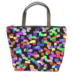 Colorful paint strokes on a black background                           Bucket Bag