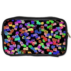 Colorful Paint Strokes On A Black Background                                Toiletries Bag (two Sides) by LalyLauraFLM