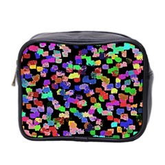 Colorful paint strokes on a black background                                Mini Toiletries Bag (Two Sides)