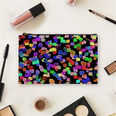 Colorful paint strokes on a black background                                Cosmetic Bag