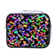 Colorful paint strokes on a black background                                Mini Toiletries Bag (One Side)