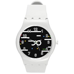 Line Circle Triangle Polka Sign Round Plastic Sport Watch (m)