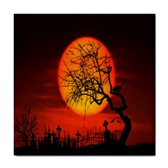 Helloween Midnight Graveyard Silhouette Tile Coasters by Mariart