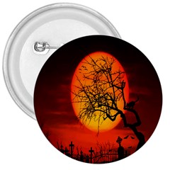 Helloween Midnight Graveyard Silhouette 3  Buttons by Mariart