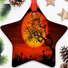 Helloween Midnight Graveyard Silhouette Ornament (star)