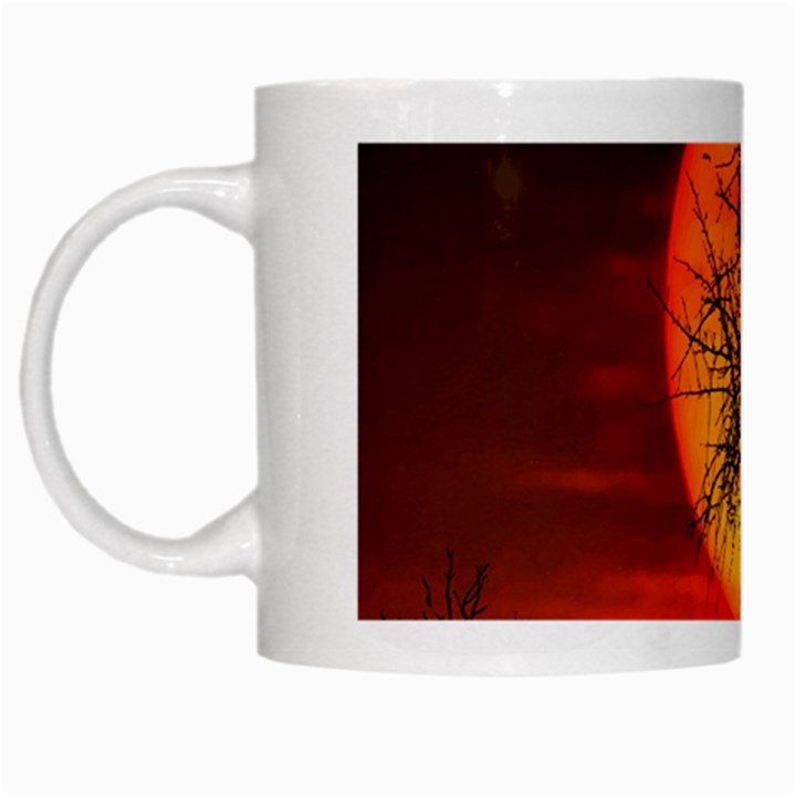 Helloween Midnight Graveyard Silhouette White Mugs