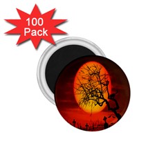 Helloween Midnight Graveyard Silhouette 1 75  Magnets (100 Pack) 