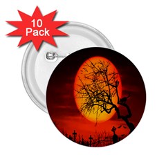 Helloween Midnight Graveyard Silhouette 2 25  Buttons (10 Pack)  by Mariart