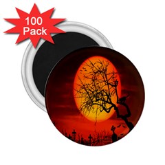 Helloween Midnight Graveyard Silhouette 2 25  Magnets (100 Pack)  by Mariart