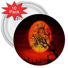 Helloween Midnight Graveyard Silhouette 3  Buttons (10 Pack) 