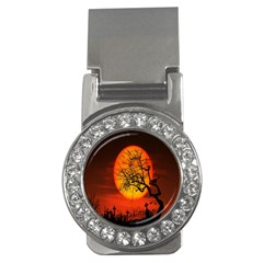 Helloween Midnight Graveyard Silhouette Money Clips (cz)  by Mariart