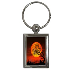 Helloween Midnight Graveyard Silhouette Key Chains (rectangle) 