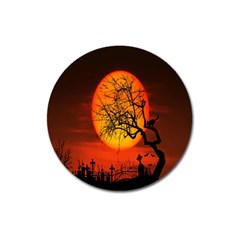 Helloween Midnight Graveyard Silhouette Magnet 3  (round)