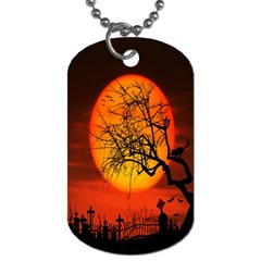 Helloween Midnight Graveyard Silhouette Dog Tag (one Side)