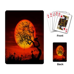 Helloween Midnight Graveyard Silhouette Playing Card by Mariart