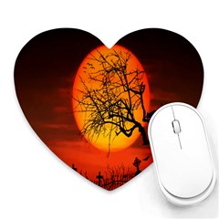 Helloween Midnight Graveyard Silhouette Heart Mousepads