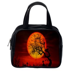 Helloween Midnight Graveyard Silhouette Classic Handbags (one Side) by Mariart