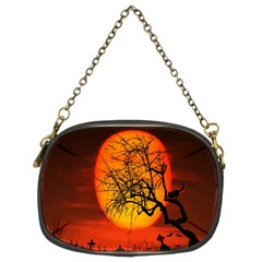 Helloween Midnight Graveyard Silhouette Chain Purses (two Sides) 