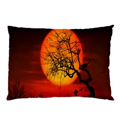 Helloween Midnight Graveyard Silhouette Pillow Case by Mariart