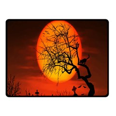 Helloween Midnight Graveyard Silhouette Fleece Blanket (small) by Mariart