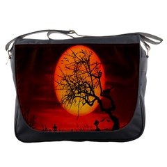 Helloween Midnight Graveyard Silhouette Messenger Bags by Mariart