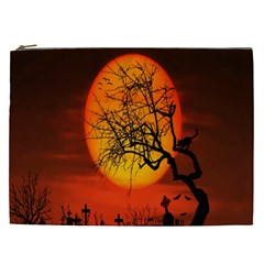 Helloween Midnight Graveyard Silhouette Cosmetic Bag (xxl)  by Mariart