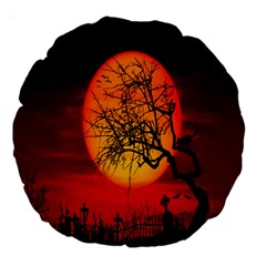 Helloween Midnight Graveyard Silhouette Large 18  Premium Round Cushions