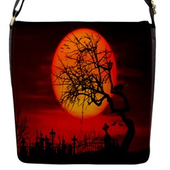 Helloween Midnight Graveyard Silhouette Flap Messenger Bag (s) by Mariart