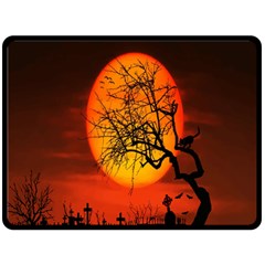 Helloween Midnight Graveyard Silhouette Double Sided Fleece Blanket (large)  by Mariart