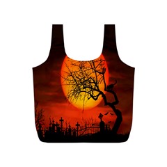 Helloween Midnight Graveyard Silhouette Full Print Recycle Bags (s) 