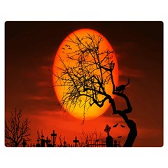 Helloween Midnight Graveyard Silhouette Double Sided Flano Blanket (medium) 