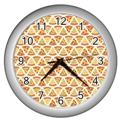 Food Pizza Bread Pasta Triangle Wall Clocks (silver)  by Mariart