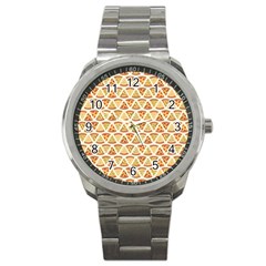 Food Pizza Bread Pasta Triangle Sport Metal Watch by Mariart