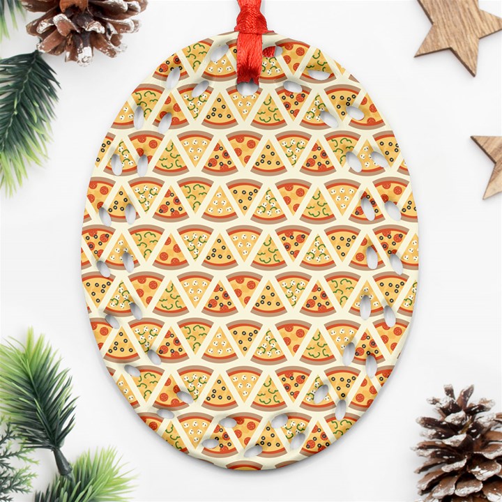 Food Pizza Bread Pasta Triangle Ornament (Oval Filigree)