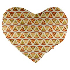 Food Pizza Bread Pasta Triangle Large 19  Premium Flano Heart Shape Cushions by Mariart