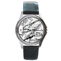 Ink Splatter Texture Round Metal Watch