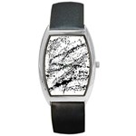 Ink Splatter Texture Barrel Style Metal Watch Front